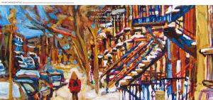 Snow Hockey And Local Shops Charming Montreal Street Scenes By Carole Spandau